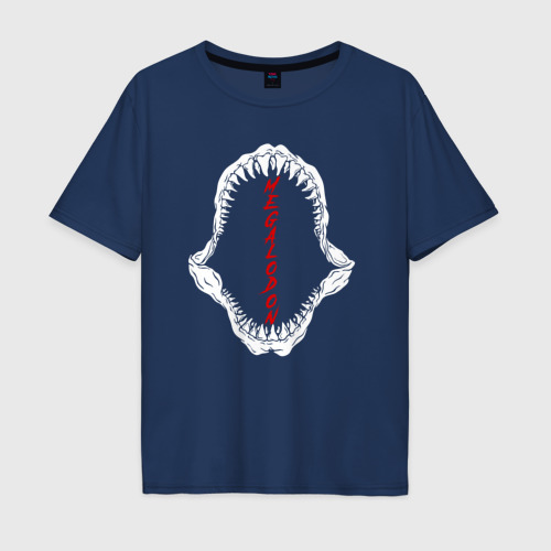 Мужская футболка оверсайз из хлопка с принтом Megalodon, вид спереди №1