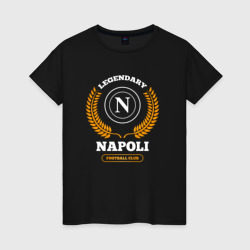 Женская футболка хлопок Лого Napoli и надпись Legendary Football Club