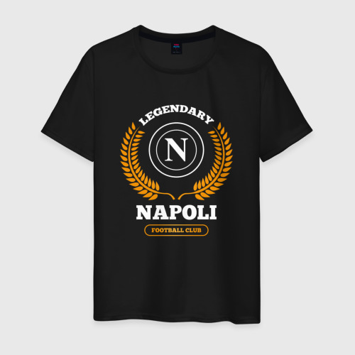 Мужская футболка хлопок Лого Napoli и надпись Legendary Football Club, цвет черный