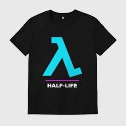 Мужская футболка хлопок Символ Half-Life в неоновых цветах