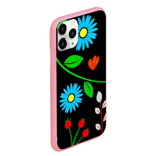 Чехол для iPhone 11 Pro Max матовый Цветы - микро, цвет баблгам - фото 3