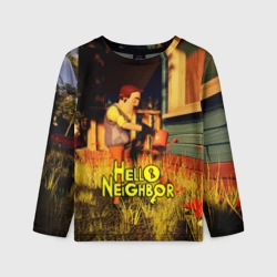 Детский лонгслив 3D Hello Neighbor Привет сосед поливает