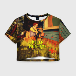 Женская футболка Crop-top 3D Hello Neighbor Привет сосед поливает