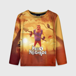 Детский лонгслив 3D Hello Neighbor Привет сосед с лопатой