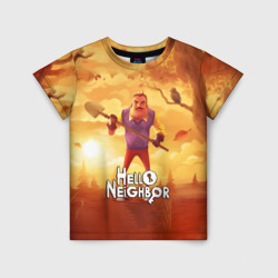 Детская футболка 3D Hello Neighbor Привет сосед с лопатой