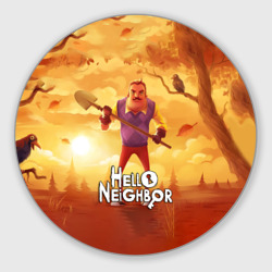 Круглый коврик для мышки Hello Neighbor Привет сосед с лопатой