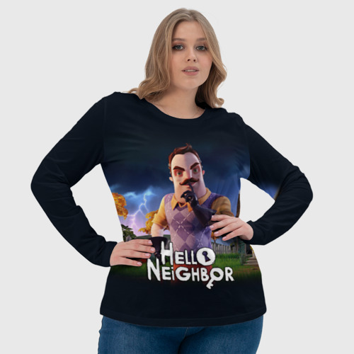 Женский лонгслив 3D Hello Neighbor игра Привет сосед, цвет 3D печать - фото 6