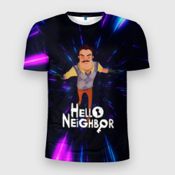 Мужская футболка 3D Slim Hello Neighbor Привет сосед Бегущий