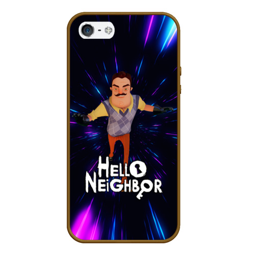 Чехол для iPhone 5/5S матовый Hello Neighbor Привет сосед Бегущий, цвет коричневый