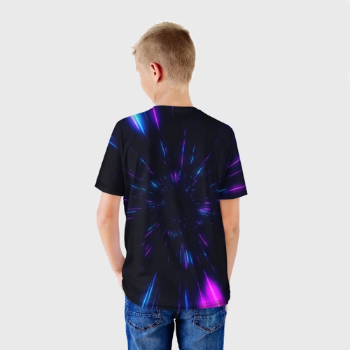 Детская футболка 3D с принтом Hello Neighbor Привет сосед Бегущий, вид сзади #2