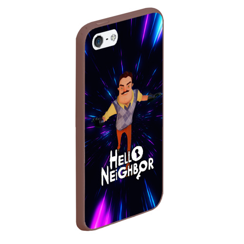 Чехол для iPhone 5/5S матовый Hello Neighbor Привет сосед Бегущий, цвет коричневый - фото 3