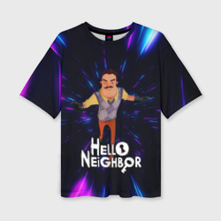 Женская футболка oversize 3D Hello Neighbor Привет сосед Бегущий