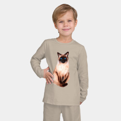 Детская пижама с лонгсливом хлопок Сиамская кошка акварелью - фото 2