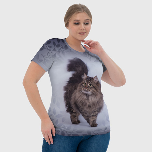 Женская футболка 3D Красивый сибирский котик, цвет 3D печать - фото 6