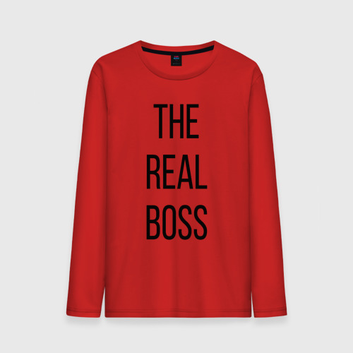 Мужской лонгслив хлопок The Real boss!, цвет красный