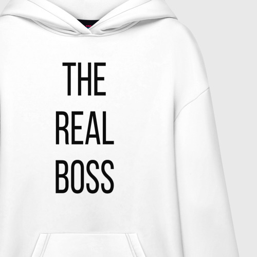 Худи SuperOversize хлопок The Real boss!, цвет белый - фото 3