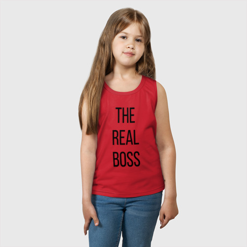 Детская майка хлопок The Real boss!, цвет красный - фото 3