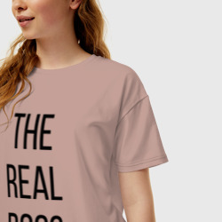 Женская футболка хлопок Oversize The Real boss! - фото 2