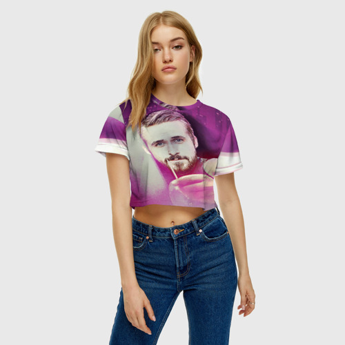 Женская футболка Crop-top 3D Райан Гослинг - Зубочистку?, цвет 3D печать - фото 4