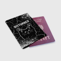 Обложка для паспорта матовая кожа Группа Disturbed и Рок Кот - фото 2