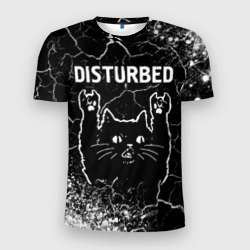Мужская футболка 3D Slim Группа Disturbed и Рок Кот