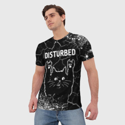 Мужская футболка 3D Группа Disturbed и Рок Кот - фото 2