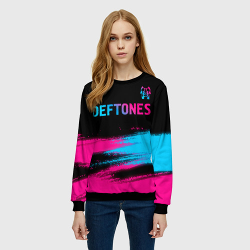 Женский свитшот 3D Deftones Neon Gradient, цвет 3D печать - фото 3