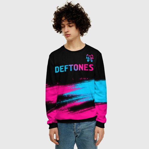 Мужской свитшот 3D Deftones Neon Gradient, цвет черный - фото 3