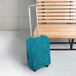 Чехол для чемодана 3D Синие листья монстеры на голубом - фото 2