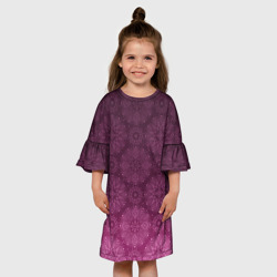 Детское платье 3D Ажурный орнамент на бордовом градиентном фоне - фото 2