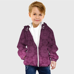 Детская куртка 3D Ажурный орнамент на бордовом градиентном фоне - фото 2