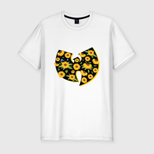 Мужская футболка хлопок Slim с принтом Flowers - Wu-Ynag, вид спереди #2