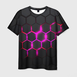 Объёмные соты - неоновые проблески – Мужская футболка 3D с принтом купить со скидкой в -26%