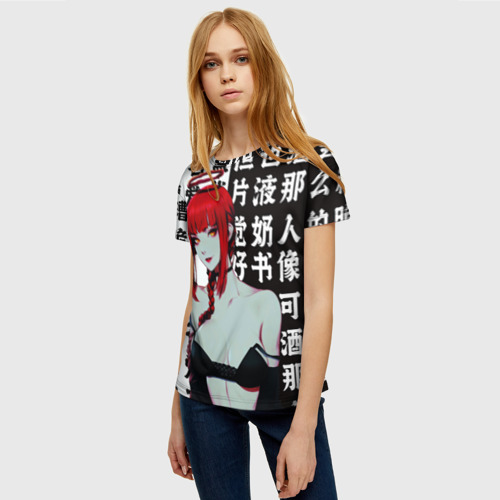 Женская футболка 3D с принтом Красивая МАКИМА из Человек бензопила, фото на моделе #1