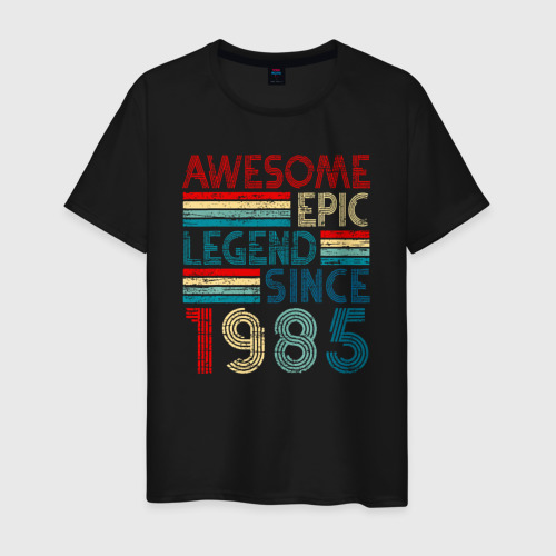 Мужская футболка хлопок Потрясающе эпическая легенда с 1985, цвет черный