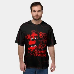 Мужская футболка oversize 3D Пять ночей с Фредди - game over - фото 2
