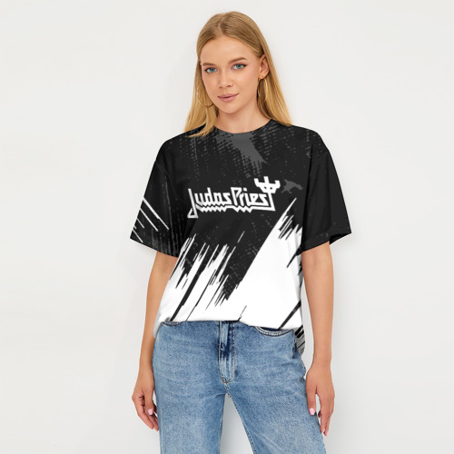 Женская футболка oversize 3D Judas Priest metal, цвет 3D печать - фото 5