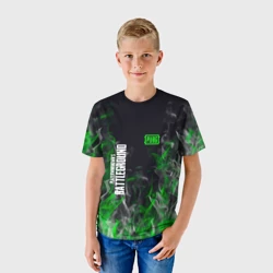 Детская футболка 3D PUBG - зелёное пламя - фото 2