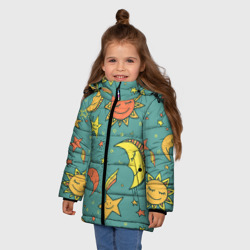 Зимняя куртка для девочек 3D Солнце, Луна и Звёзды - фото 2