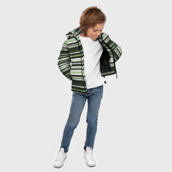 Куртка с принтом Горизонтальные зеленые  белые полосы для любого человека, вид спереди №3. Цвет основы: черный