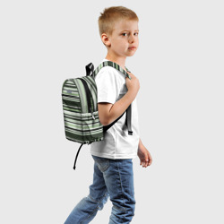 Рюкзак с принтом Горизонтальные зеленые  белые полосы для ребенка, вид сзади №1. Цвет основы: белый