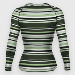 Рашгард с принтом Горизонтальные зеленые  белые полосы для женщины, вид сзади №1. Цвет основы: белый