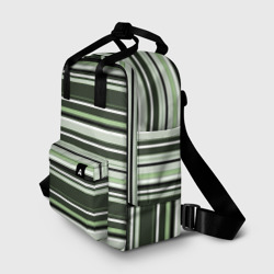 Рюкзак с принтом Горизонтальные зеленые  белые полосы для женщины, вид спереди №2. Цвет основы: белый