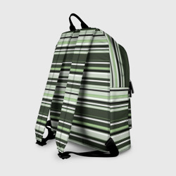 Рюкзак с принтом Горизонтальные зеленые  белые полосы для любого человека, вид сзади №1. Цвет основы: белый