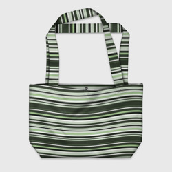 Горизонтальные зеленые  белые полосы – Пляжная сумка 3D с принтом купить