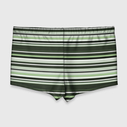 Плавки с принтом Горизонтальные зеленые  белые полосы для мужчины, вид сзади №1. Цвет основы: белый