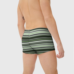 Плавки с принтом Горизонтальные зеленые  белые полосы для мужчины, вид на модели сзади №2. Цвет основы: белый