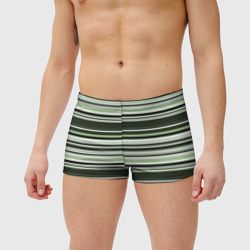 Плавки с принтом Горизонтальные зеленые  белые полосы для мужчины, вид на модели спереди №2. Цвет основы: белый