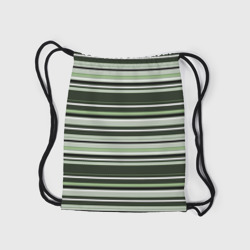 Рюкзак с принтом Горизонтальные зеленые  белые полосы для любого человека, вид сзади №2. Цвет основы: белый