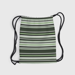 Рюкзак с принтом Горизонтальные зеленые  белые полосы для любого человека, вид спереди №5. Цвет основы: белый